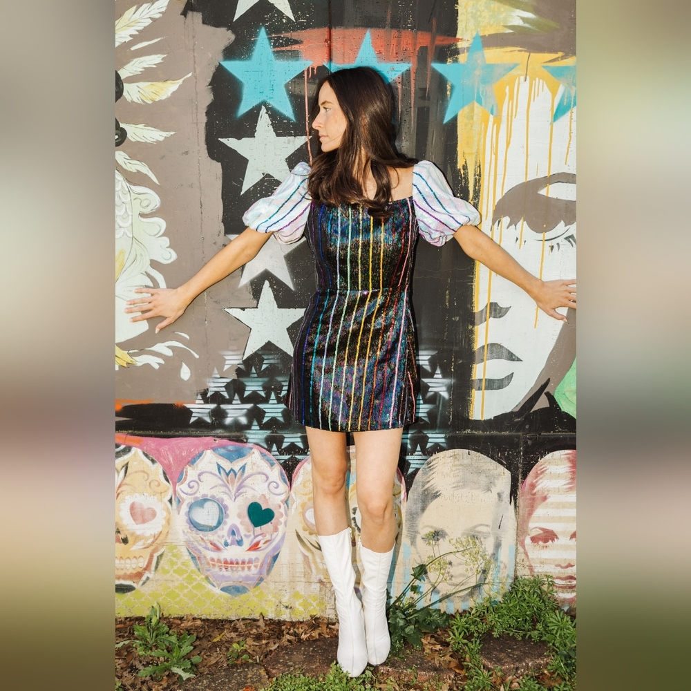 Queen of Sparkles Rainbow Sequin Dress | New | Large